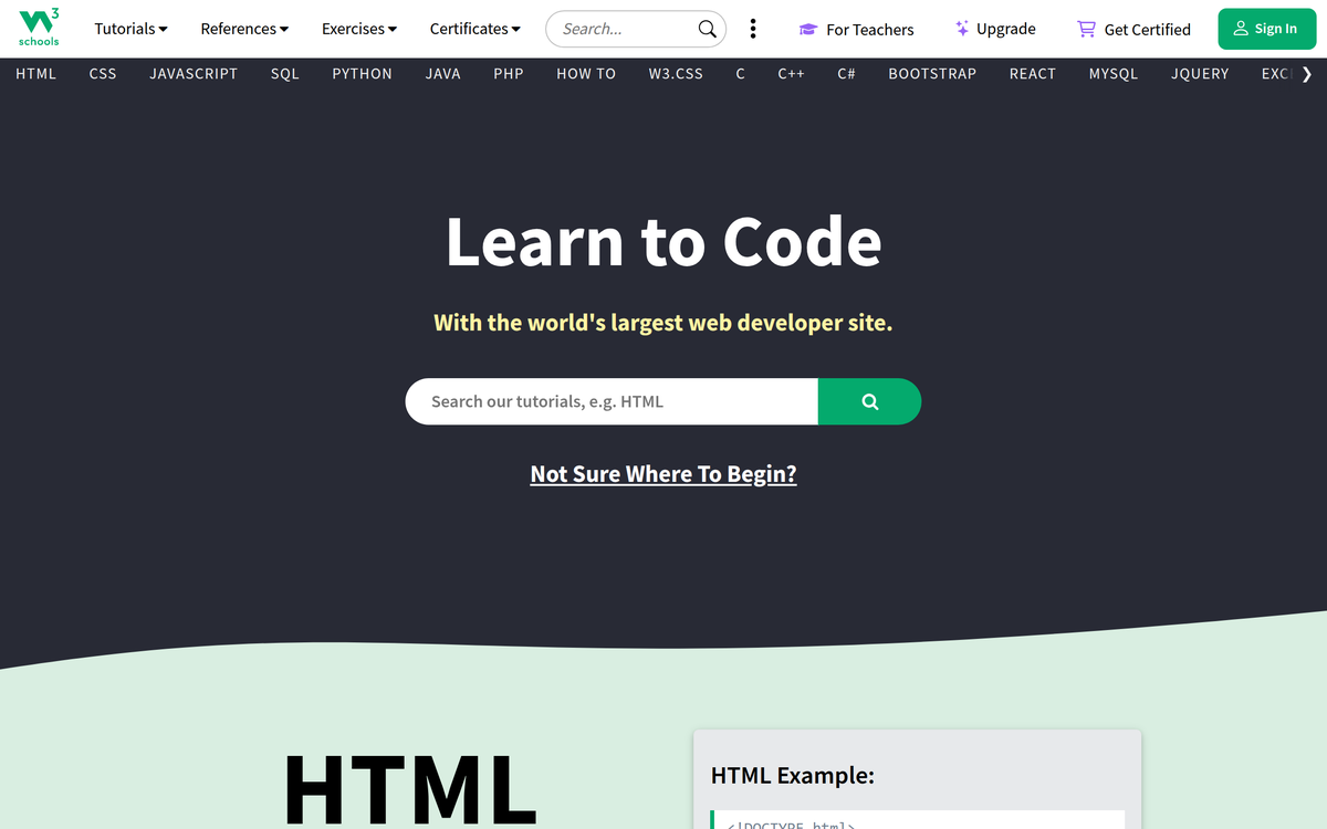 Preview of w3schools.com