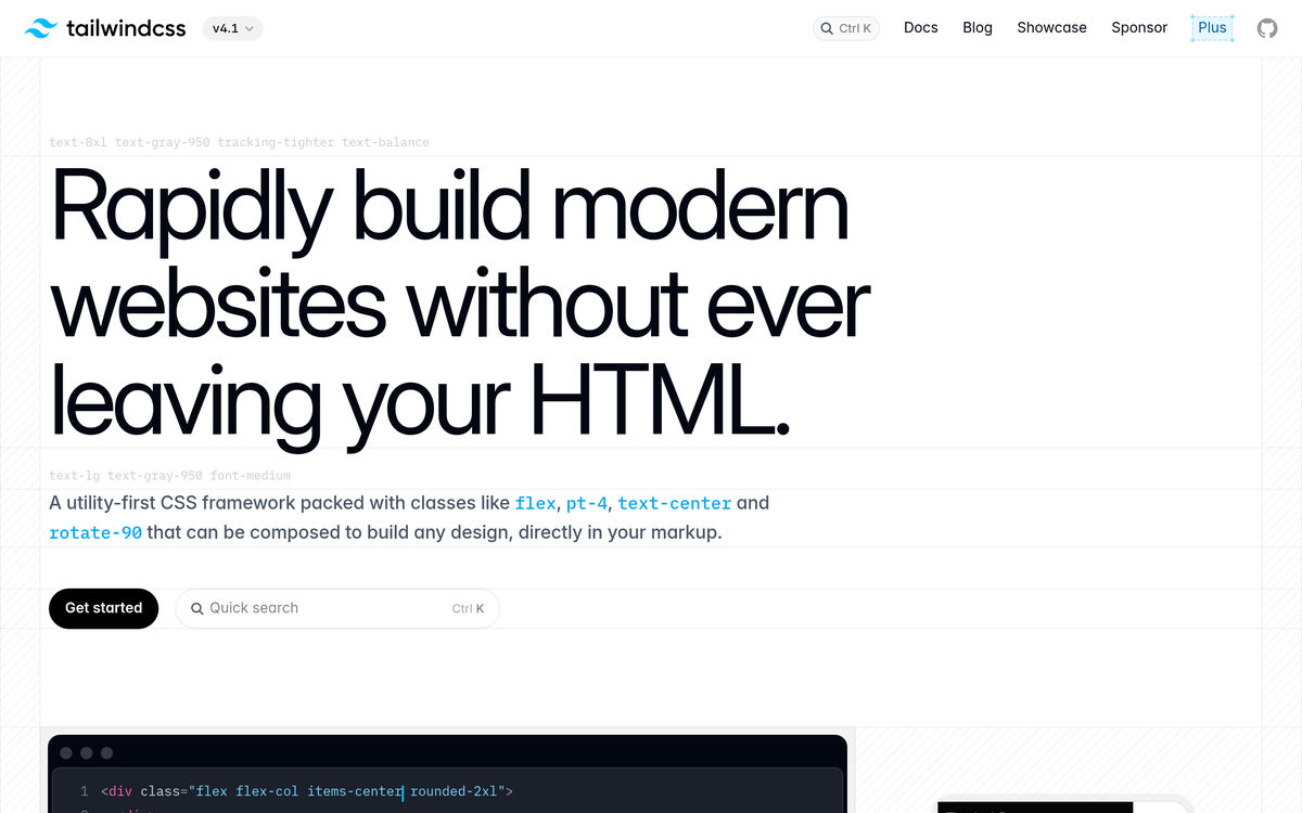 Screenshot of tailwindcss