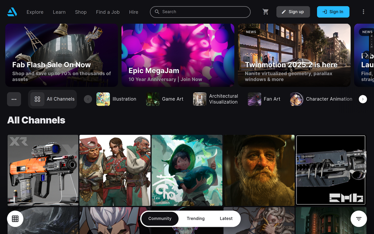 Screenshot of artstation