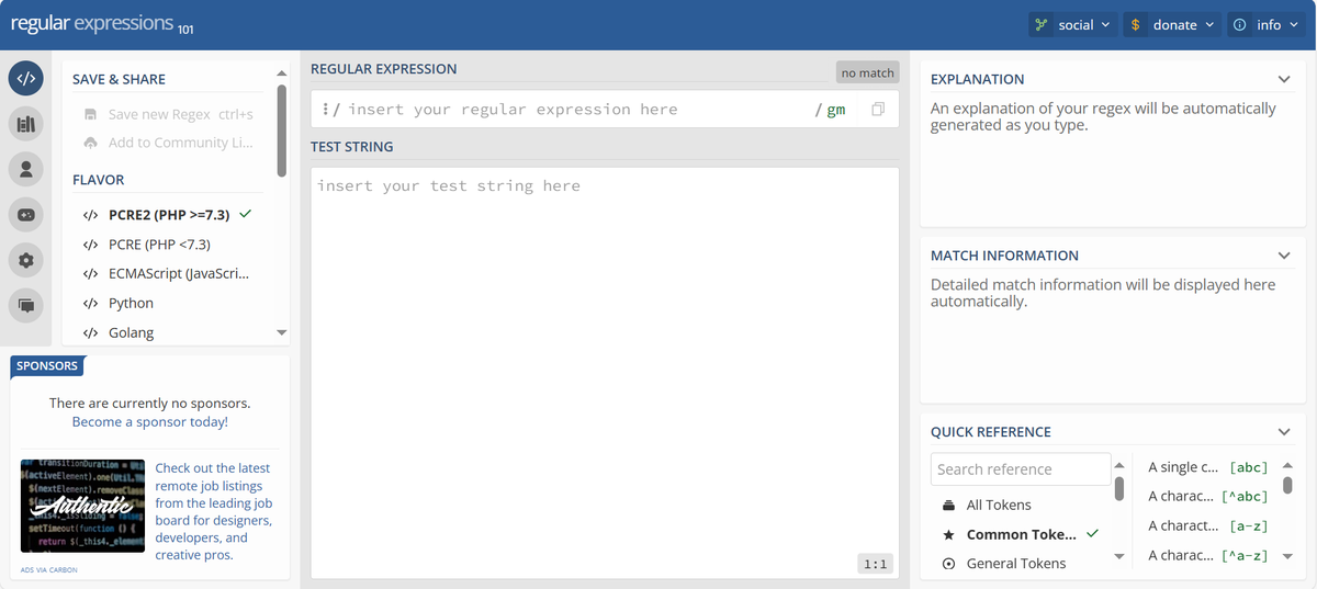 Screenshot of Regex101