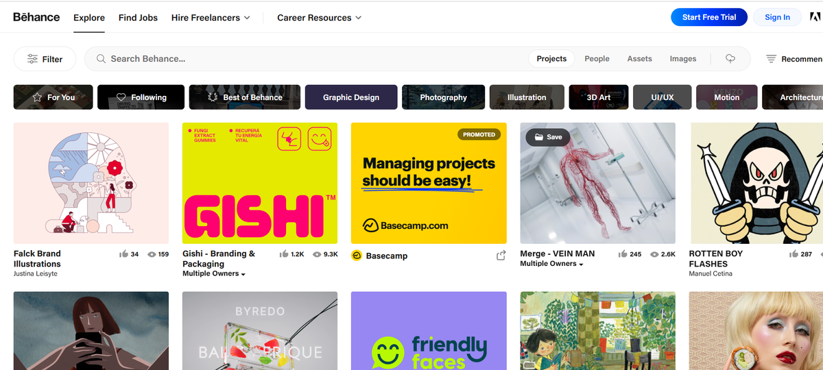 Screenshot of behance
