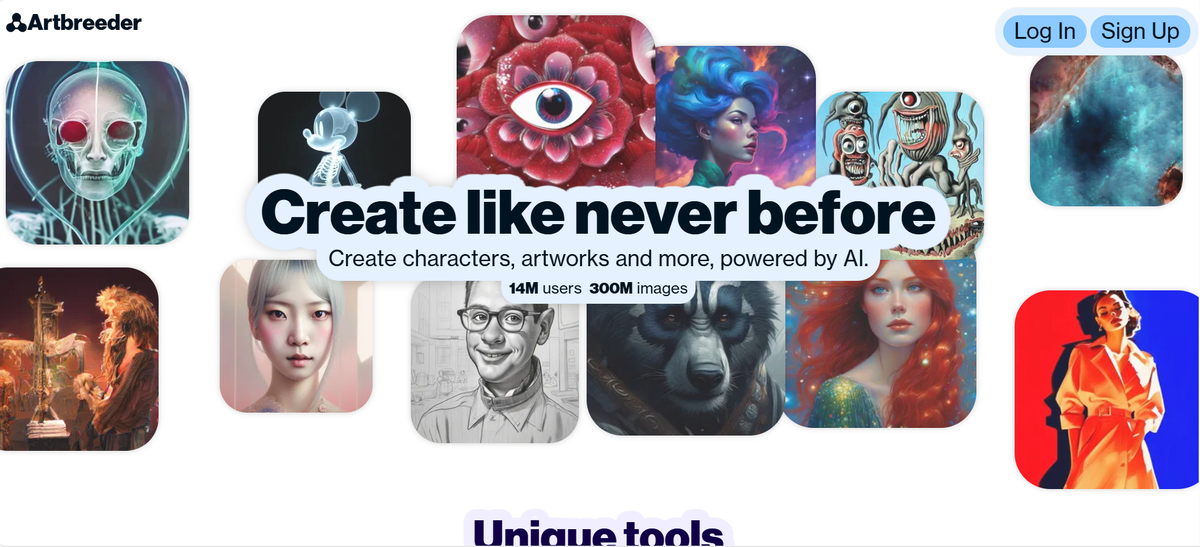 Screenshot of Artbreeder