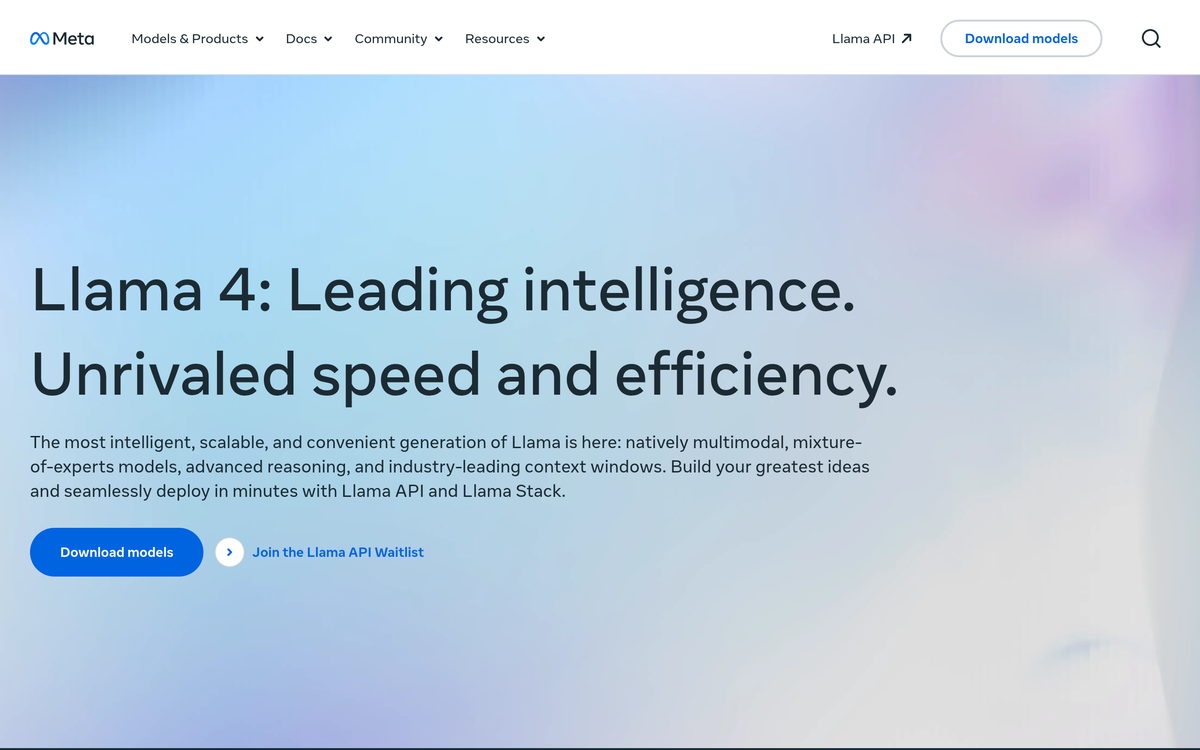 Preview of ai.meta.com/llama