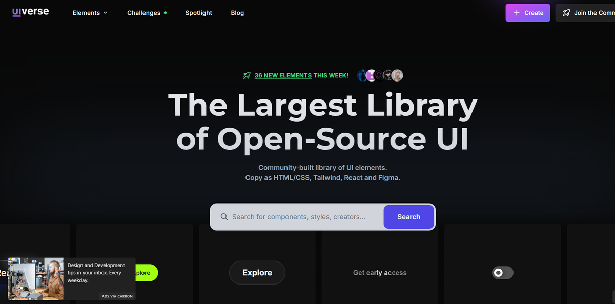 Screenshot of Uiverse