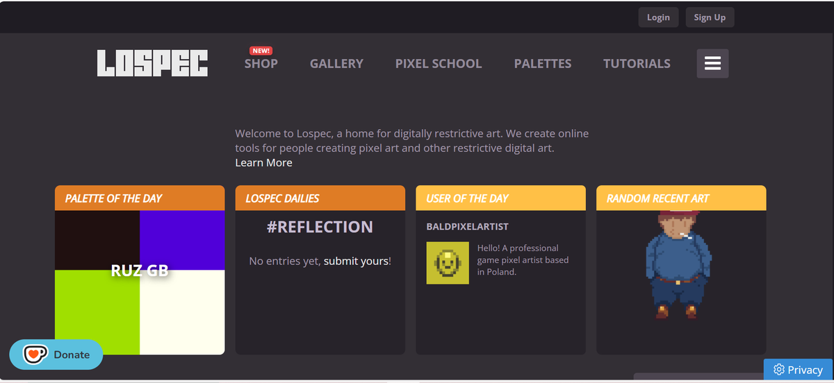 Screenshot of Lospec