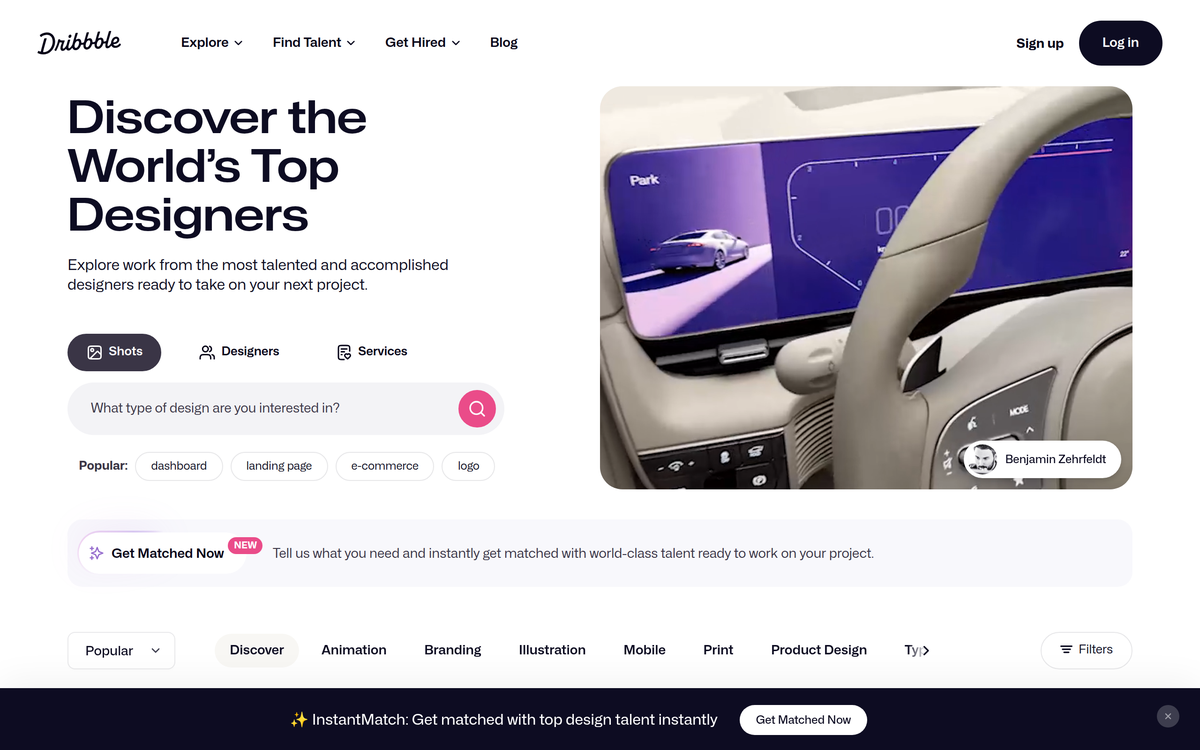 Screenshot of dribbble