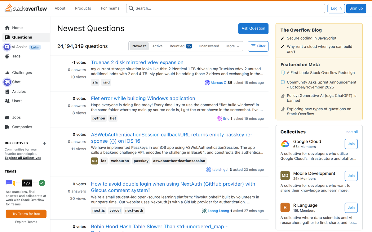 Screenshot of stackoverflow