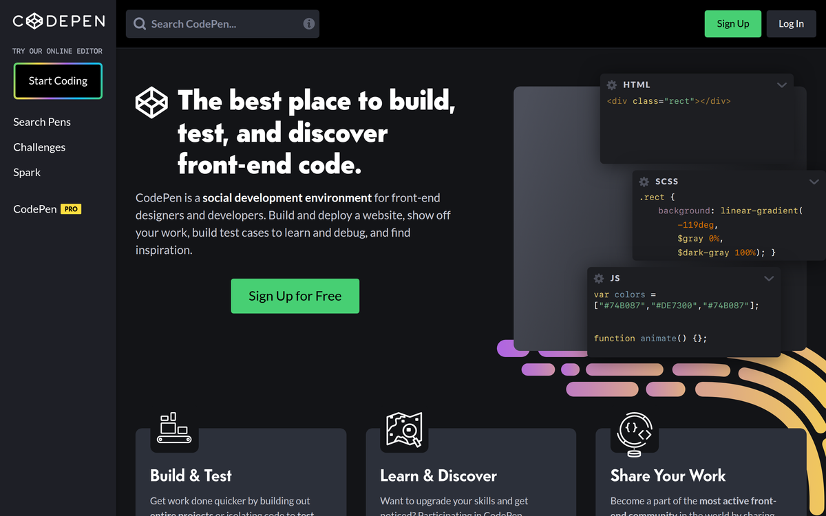 Screenshot of codepen