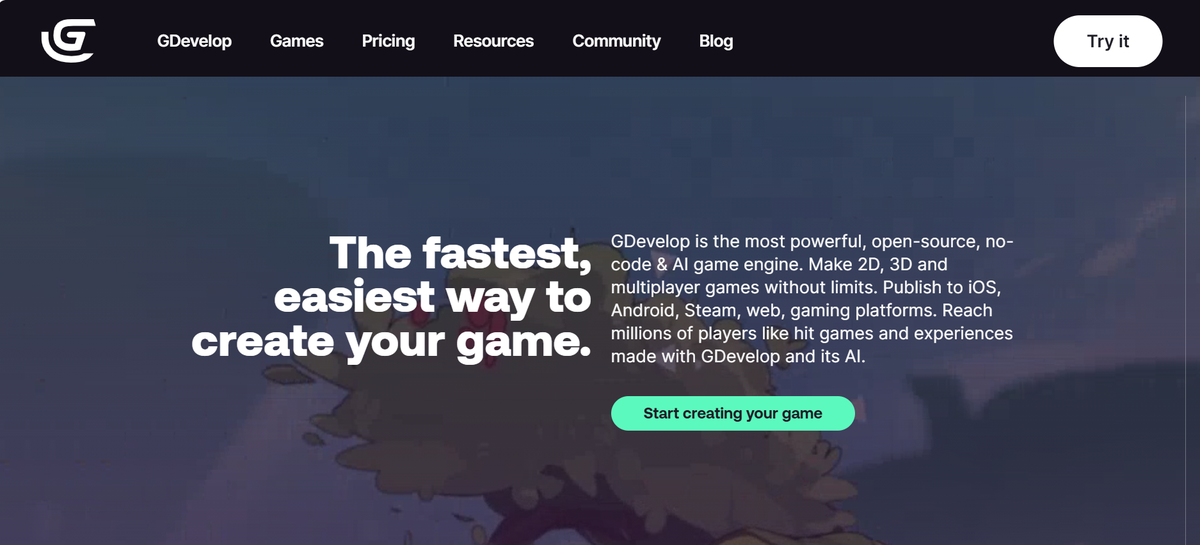 Screenshot of GDevelop