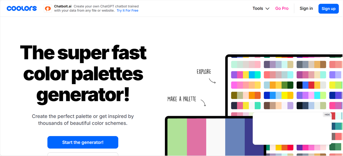 Screenshot of Coolors