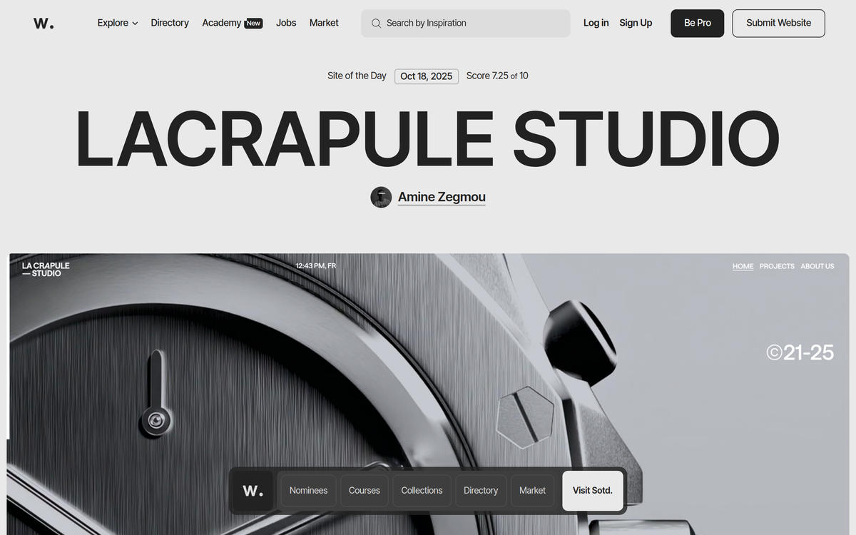 Screenshot of awwwards