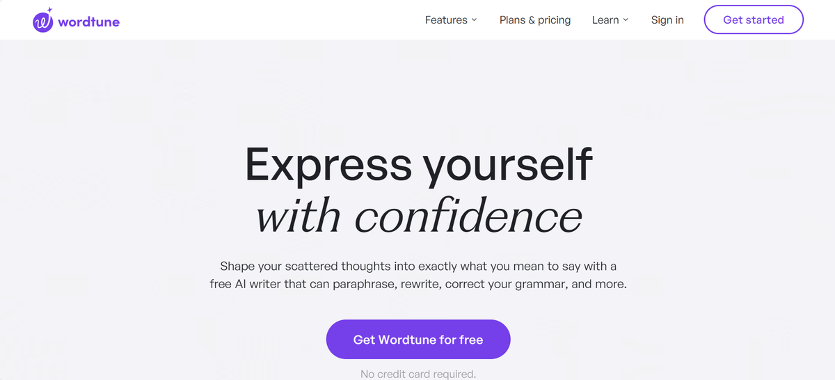 Screenshot of Wordtune